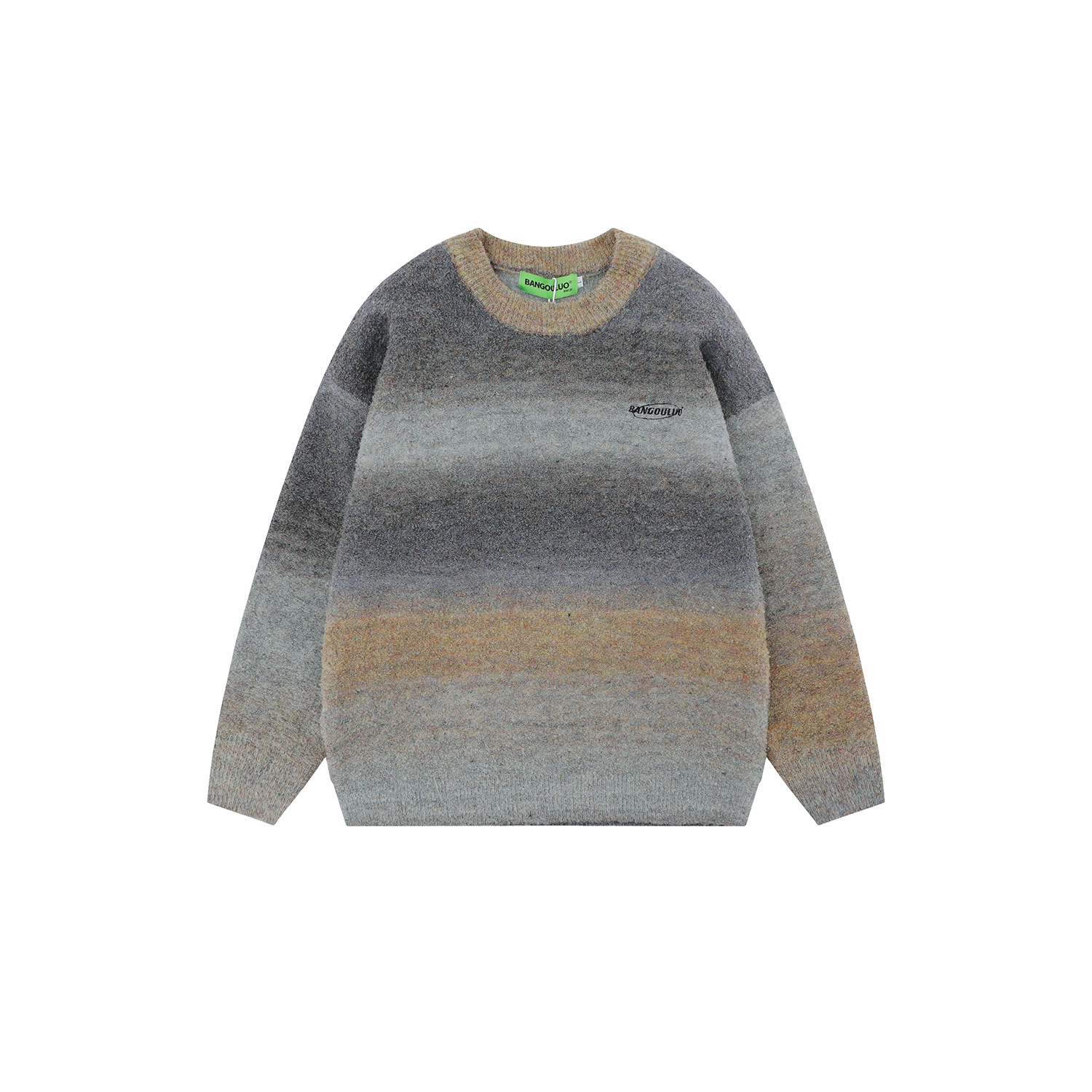 曼坤4458男式秋冬季新款美式街潮可爱拼色渐变情侣宽松中性毛衣