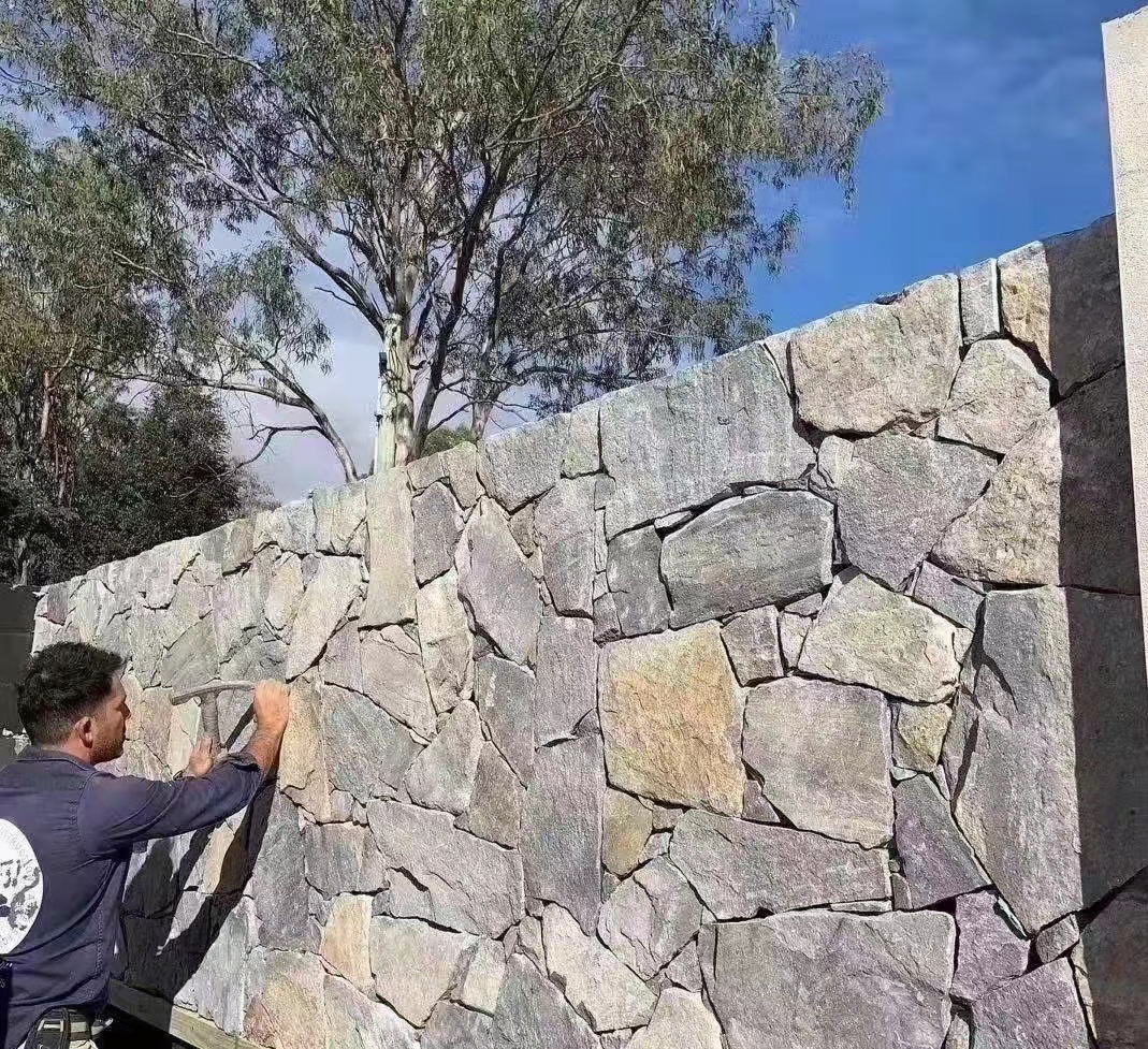 洋房别墅小镇乡村建设用石 外墙,围墙片石 庭院园林不规则碎拼