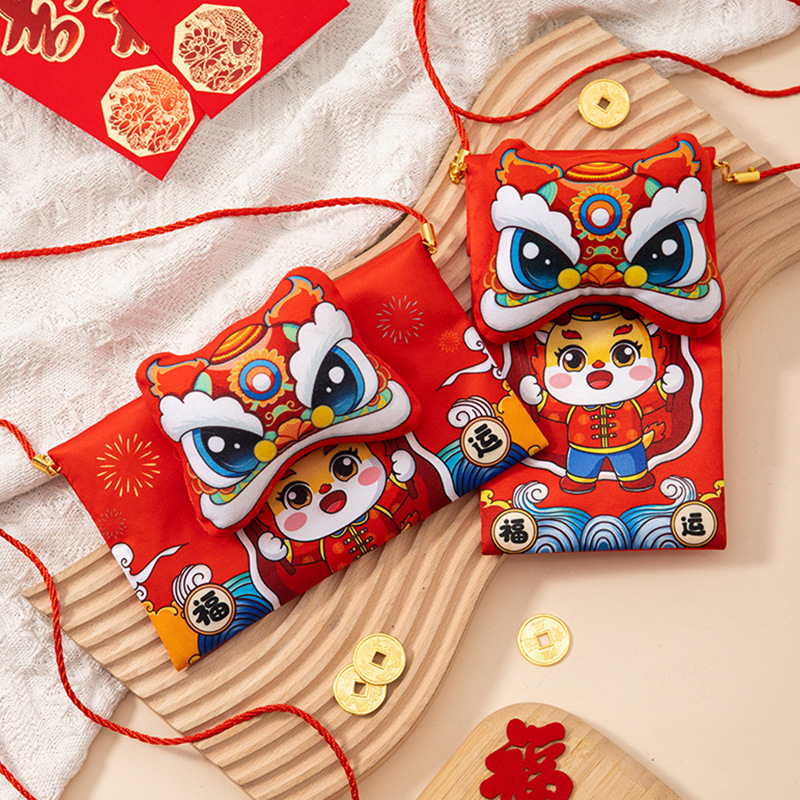 Dragon Year Red Envelope 2024 Creative New Year Lucky Money Red Pocket for Lucky Money Yuan National Style Dragon Year Lucky General Fabrics Red Envelope