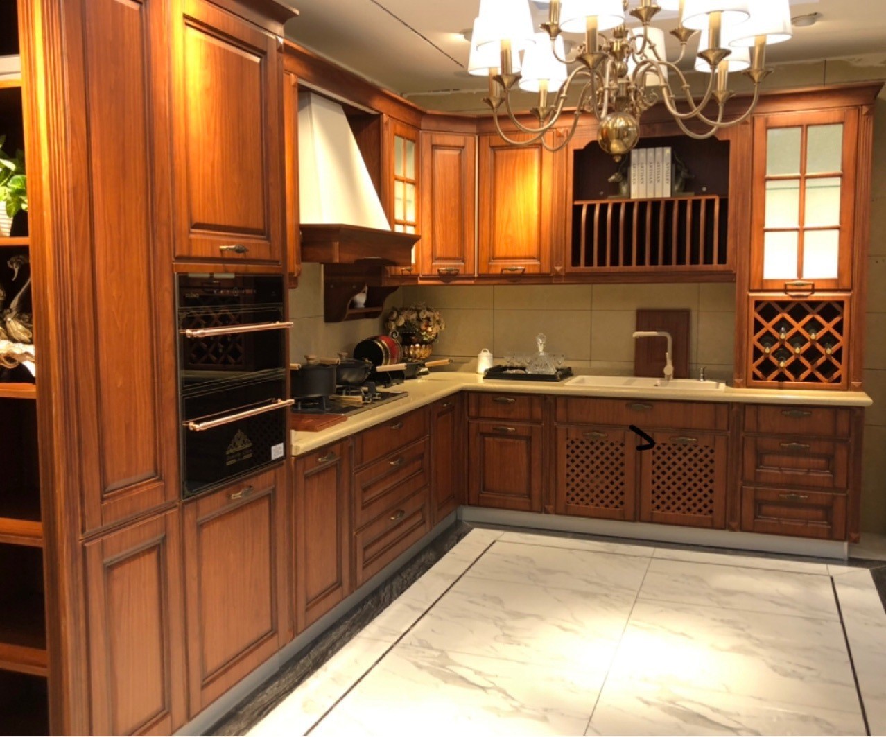 定制红木色橱柜国风壁柜整体设计内贸专供厂家直销原木实木家具