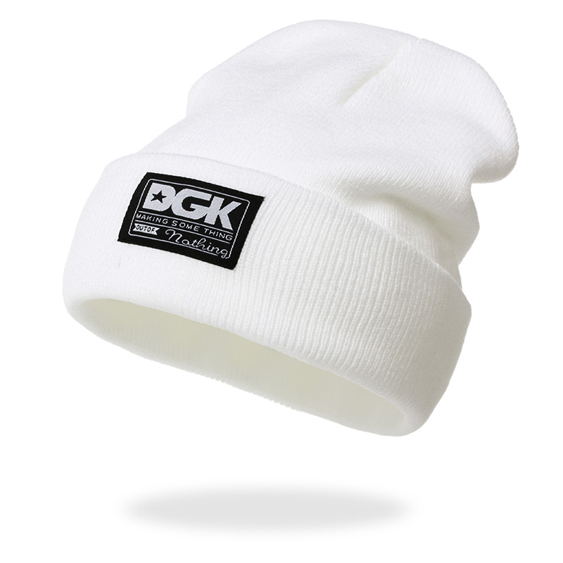 Cross-Border Knitted Hat DGK Letter Patch Sleeve Cap Men's and Women's Outdoor Ski Windproof Warm Hat Beanie Woolen Cap
