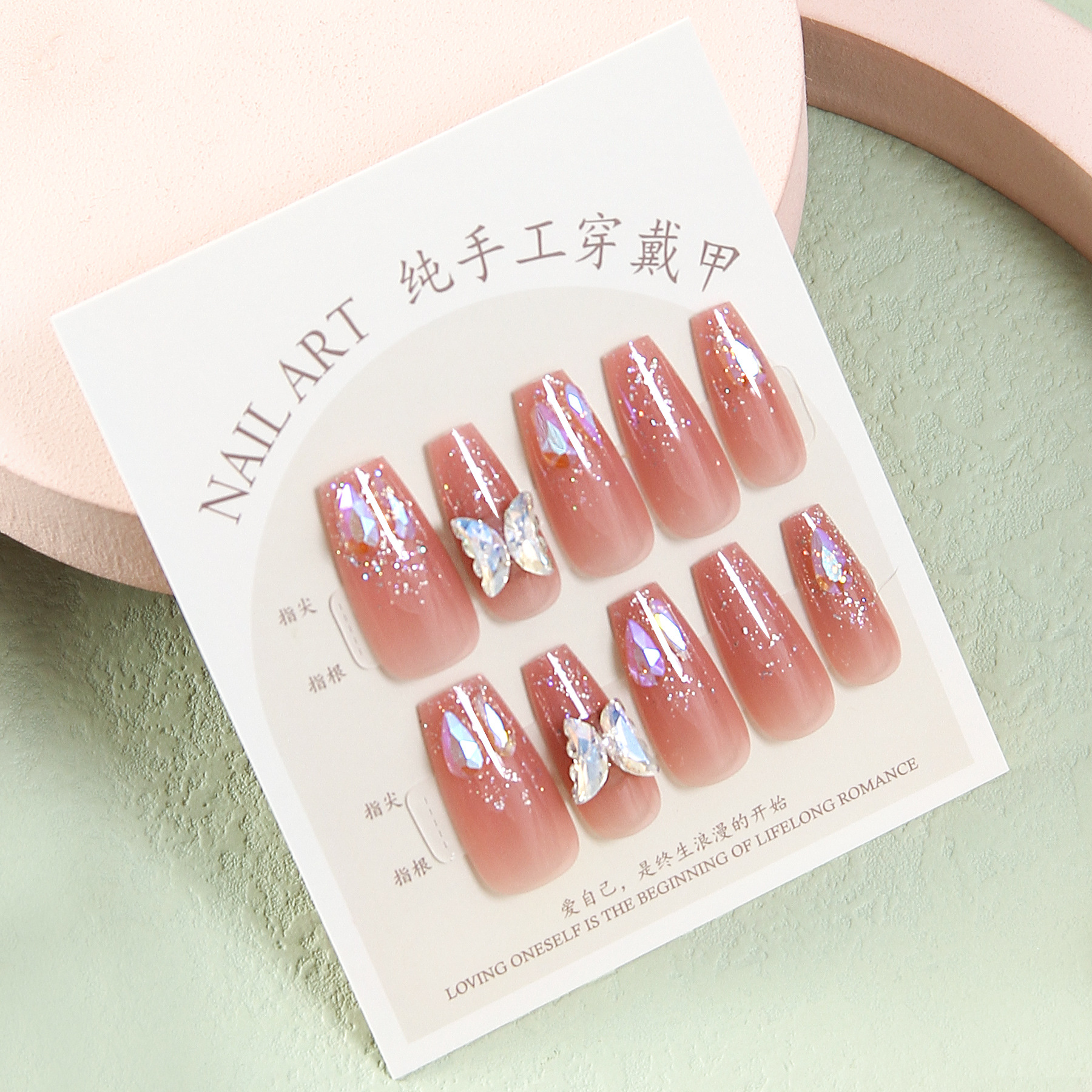 Best Seller in Europe and America Size Hand-Worn Nail Autumn and Winter Long Ladder Warm Color Ballet Nail White Manicure Fake Nails