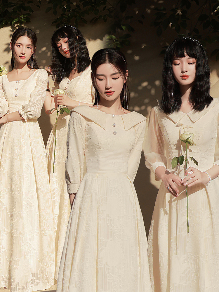 伴娘服2021新款个性秋款女冬小众姐妹服伴娘团 伴娘礼服女 伴娘裙