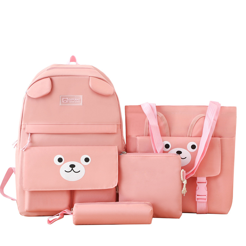 Large Capacity Bear Junior High School High School and College Student Schoolbag Preppy Style Backpack Cartoon Casual Backpack Student Schoolbag