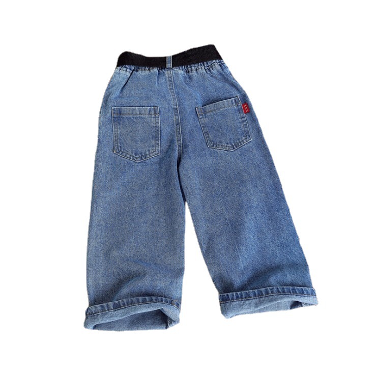 2022 Spring and Autumn Clothing Children's Jeans New Korean Style Western Style Girls' Wide-Leg Pants Children's Casual Straight Trousers Fashion