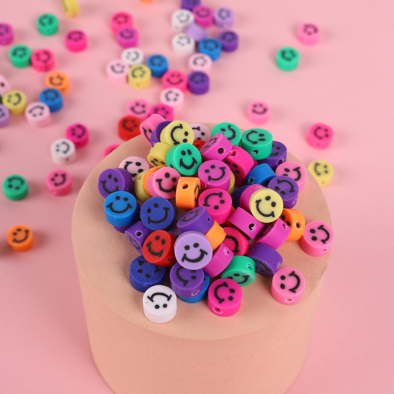 Children's Handmade Bead DIY Ornament Accessories Polymer Clay Smiley Beads Polymer Clay DIY Accessories