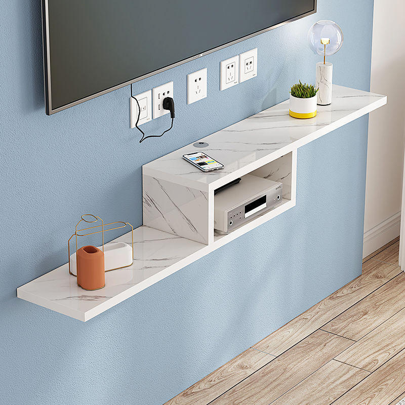 电视柜 悬空现代简约客厅仿大理石纹组装宾馆机顶盒置物架小户型