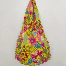 跨境新款深色花卉刺猬包三浦包菠萝包魔术伸缩泡泡包收缩褶皱包