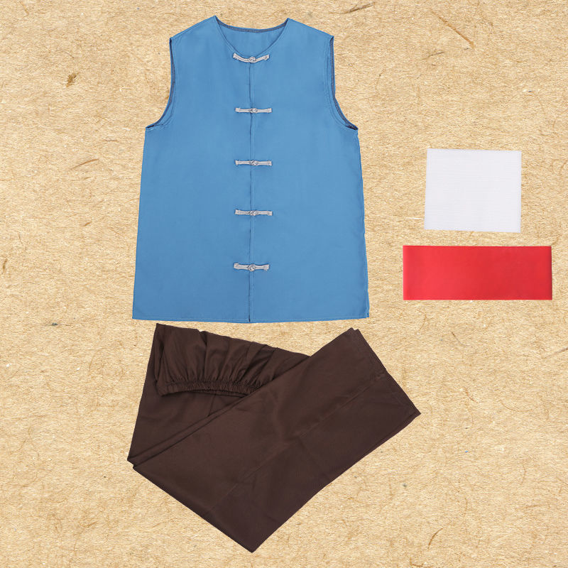 复古农民男马甲背心马褂服装陕北农村阿宝汗衫坎肩中式盘扣演出服