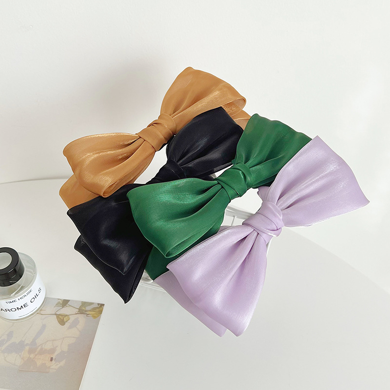 Super Fairy Mesh Bow Hair Band High-Grade Bright Silk Headband Net Infrared Starting Decoration Hair Bundle Wholesale Ladies R410