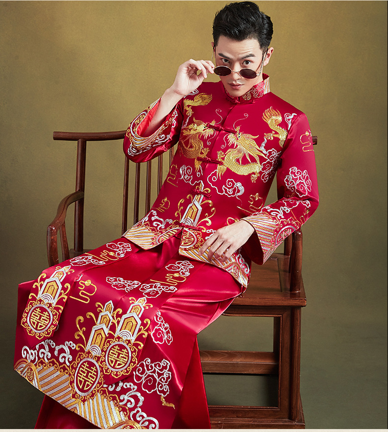 中式婚礼秀禾服新郎2022新款冬季男款结婚礼服男士中国风秀禾男装
