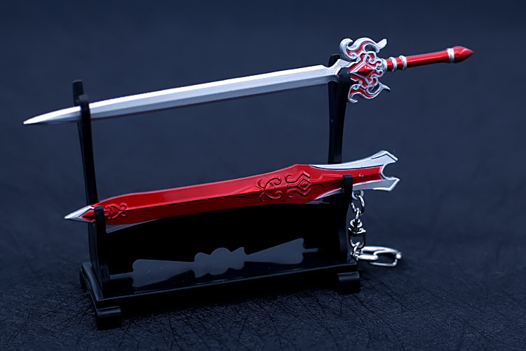 中国古剑周边 兵器模型 红玉剑芙蕖剑带鞘 凌越剑合金剑扣钥匙扣