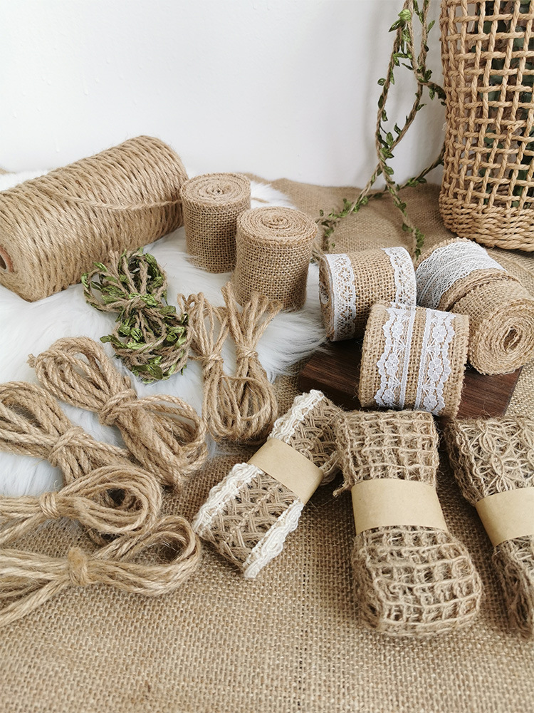 diy墙面水管扶手装饰麻绳麻布藤条花艺花瓶手工材料创意墙壁挂件