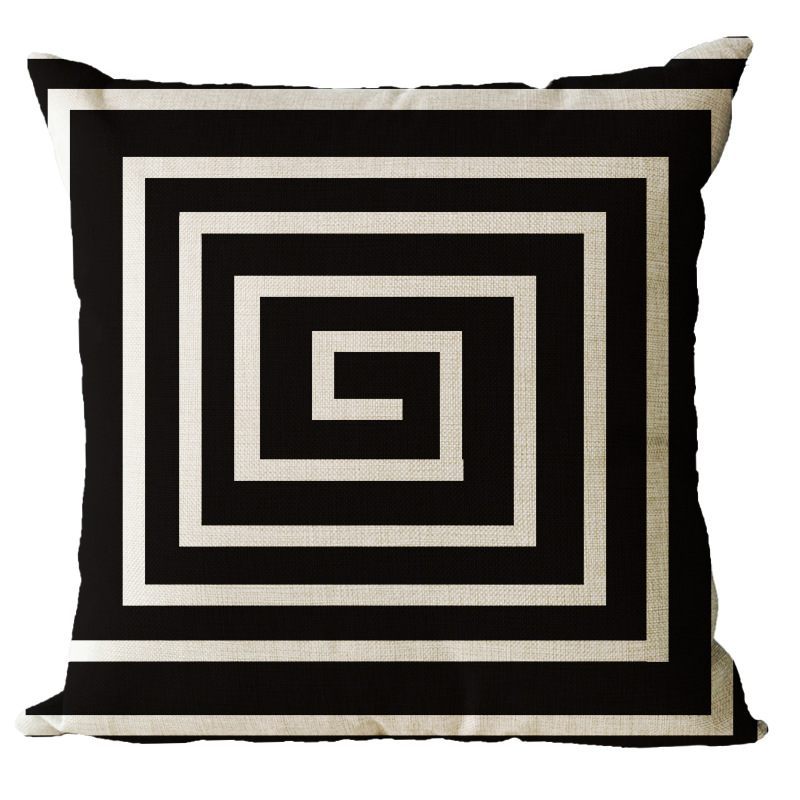 Creative Linen Abstract Black and White Printing Home Sofa Supplies Pillow Cover Living Room and Bedside Thickened Throw Pillowcase Wholesale