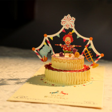 生日贺卡立体3可爱蛋糕儿童创意欢乐蛋糕手工卡纸雕代手写祝