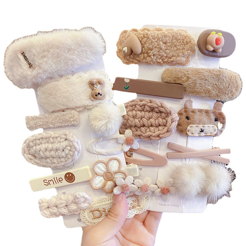 Autumn and Winter Barrettes Bangs Side Plush Hairpin Internet Hot New Furry Children's Shredded Hair Bangs Clip Headdress