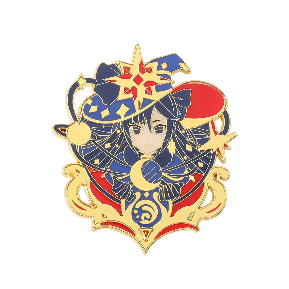 跨境卡通动漫游戏周边金属徽章 原神胸针甘雨温迪神之眼刻晴胸针
