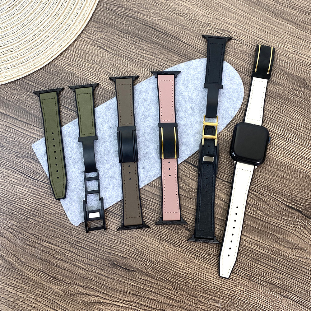 适用苹果手表89代t字磁吸扣硅胶贴皮表带 apple watch se运动腕带