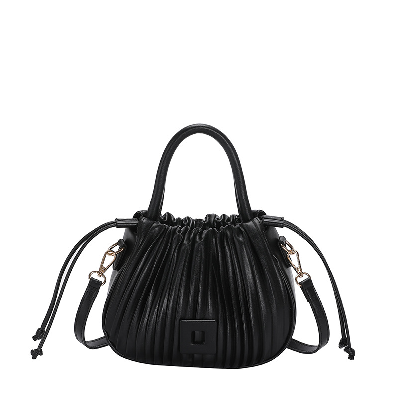 Cross-Border Niche Handbags Women's Autumn and Winter 2022 New High Sense Pleated Bucket Bag Commuter Shoulder Messenger Bag