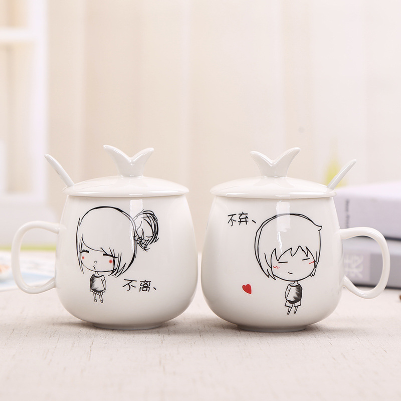 情侣杯子一对创意潮流韩版不离不弃咖啡杯爱情杯一杯子一辈子