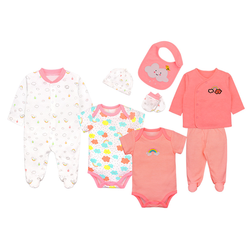 Factory Wholesale 8-Piece Set Baby's Romper Ins New European and American Style Children's Clothing Eight-Piece Set Romper Suit Foreign Trade Cross-Border