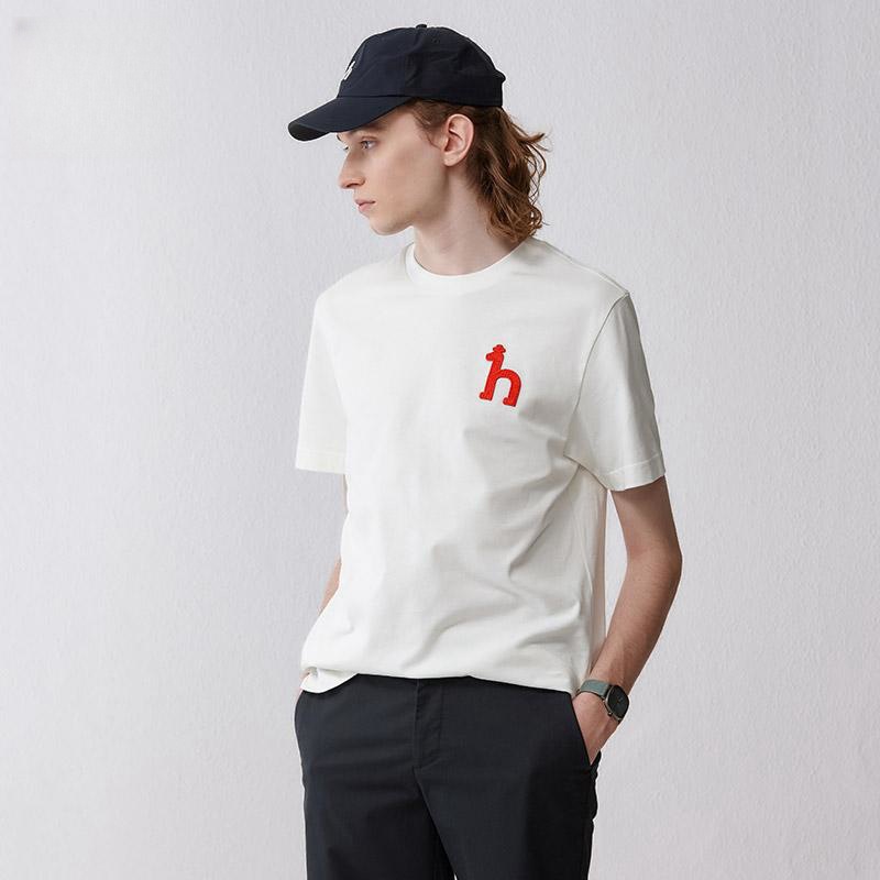 hazzys哈吉斯2024春夏新款男装圆领短袖纯色t恤衫纯棉简约休闲男t