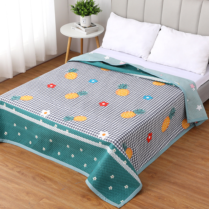 雪花棉床盖四季通用华夫格夹棉防滑床单多功能双面大炕盖被单批发