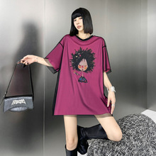 韩版时尚休闲拼接网纱T恤女式夏新款宽松设计感小众洋气短袖上衣