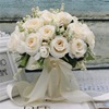 婚禮手捧花diy材料包新娘歐式小玫瑰婚紗拍照粉紅白仿真韓式花束