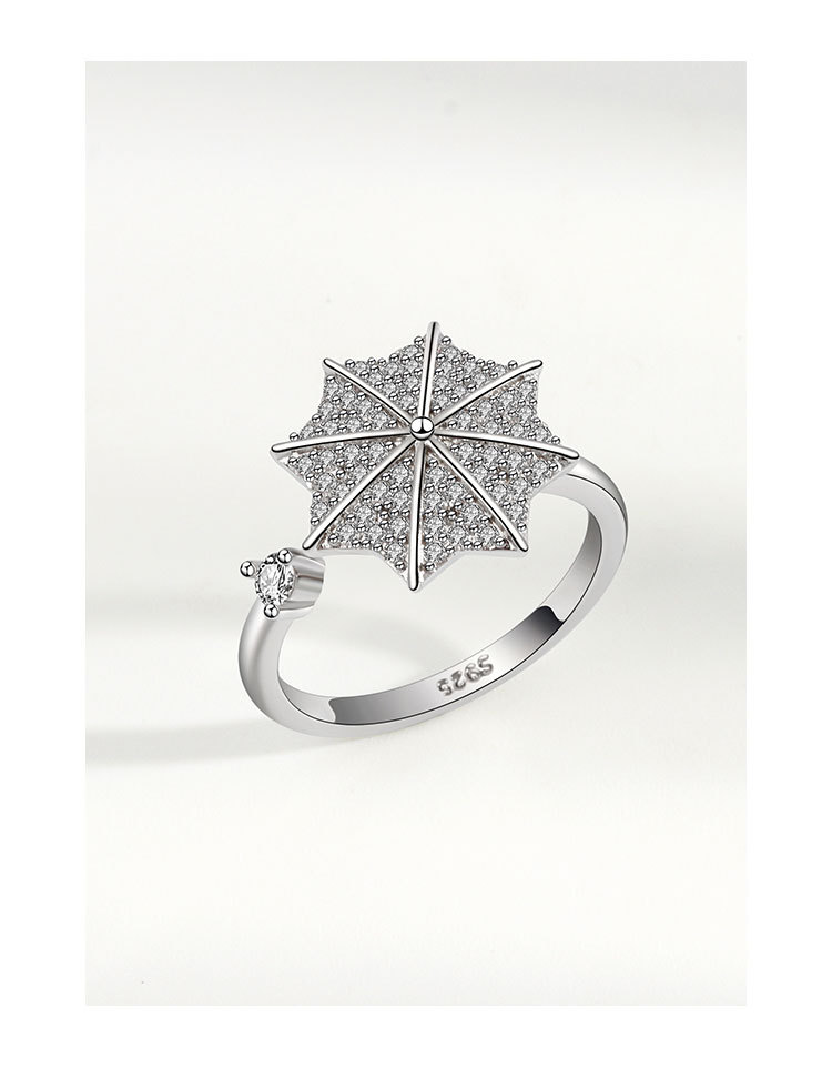 抖音雪花戒指女日韩潮人网红个性旋转戒指闺蜜潮搭锆石可调节手饰