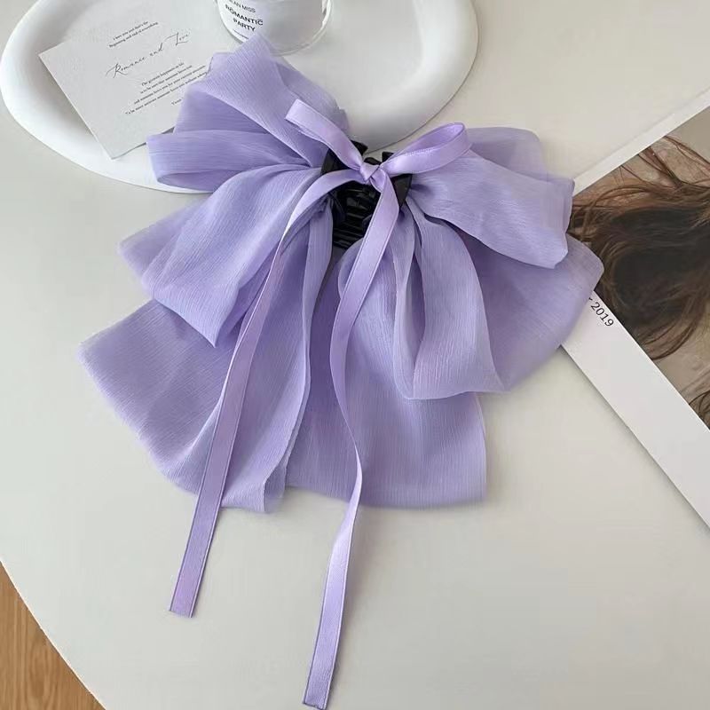 French Gentle Temperament Ribbon Grip Oversized Bow Barrettes Female Head High-Grade Hair Clip Headdress Clip