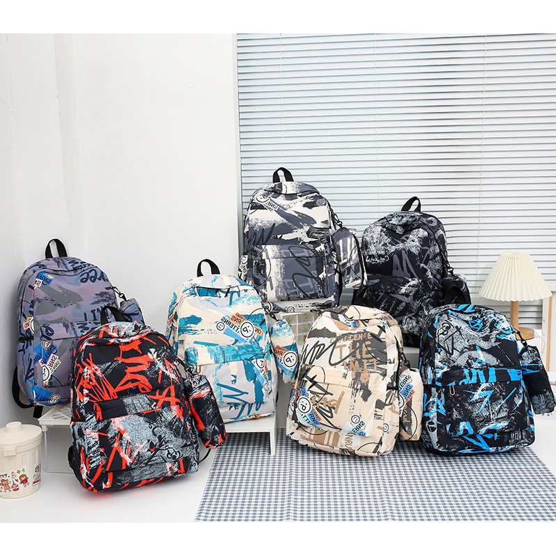 Large Capacity Backpack Printed Bag New National Fashion Ins Style College Students' Backpack Junior High School Student Bag High School Student