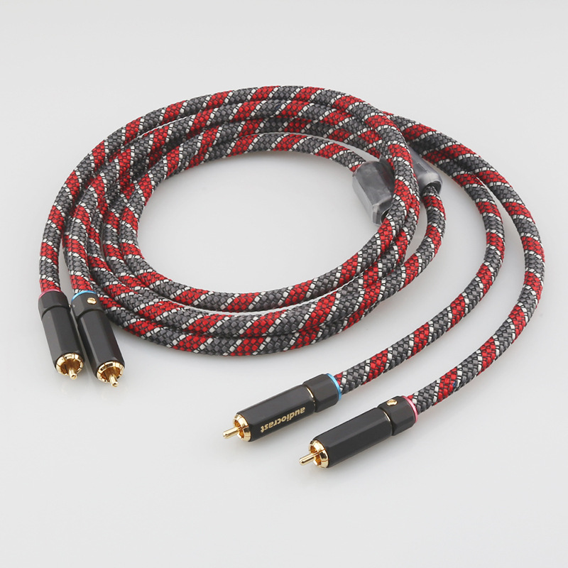 a10四芯镀银rca信号线hifi发烧级音响cd功放解码器双莲花音频线