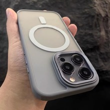 适用iPhone15PRO手机壳金属钻紋镜头肤感磨砂磁吸苹果14防摔硬壳