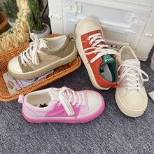 2023夏季新款韩版小清新白色帆布鞋小红书流行可爱粉色板鞋潮3087