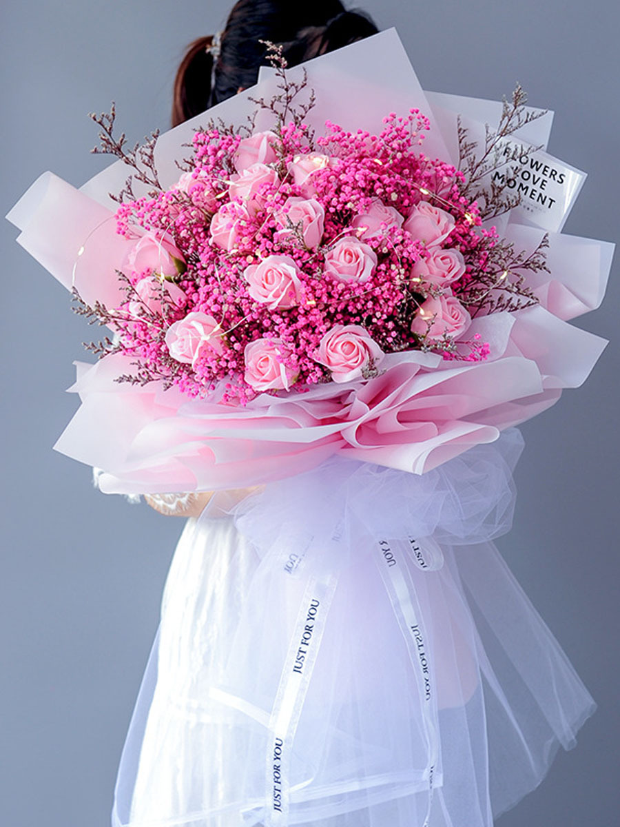 满天星 干花真花向日葵情人节送女友玫瑰花束diy闺蜜18岁生日礼物