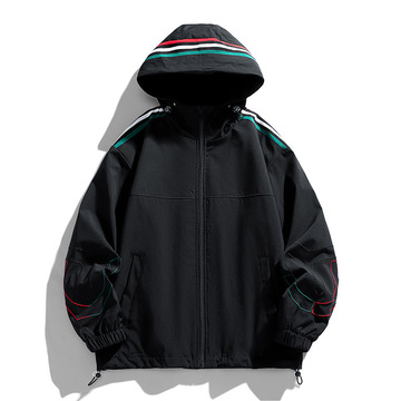 连帽夹克男春季新款潮流休闲外套运动防风上衣大码男装2312-阿里巴巴