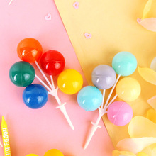 小熊塑料大气球蛋糕装饰摆件蛋糕插件彩色圆形气球蛋糕插牌