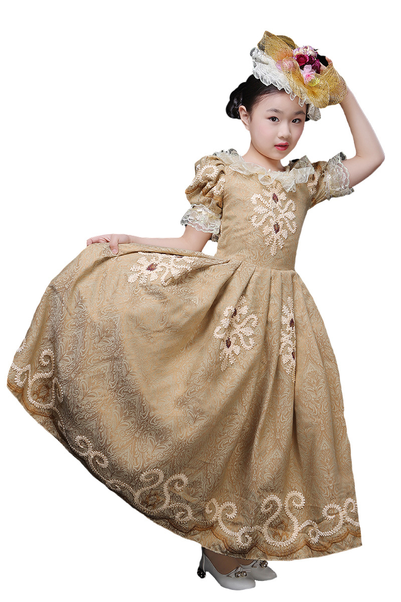 女童香槟公主蓬蓬裙欧式宫廷礼服