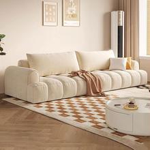 意式极简泡芙棉花糖布艺沙发客厅大小户型法式奶油风直排绒布家具