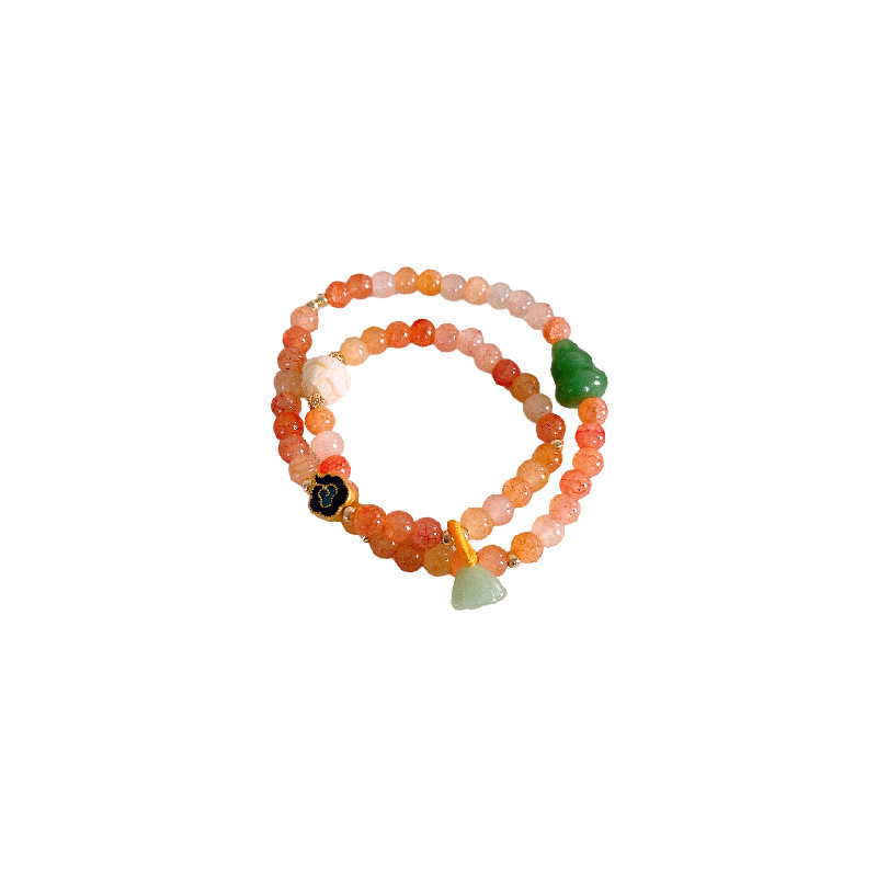 New Chinese Style Fresh Gourd Lotus Agate Beaded Bracelet Fashion Bracelet National Style High-Grade Bracelet Wholesale for Women