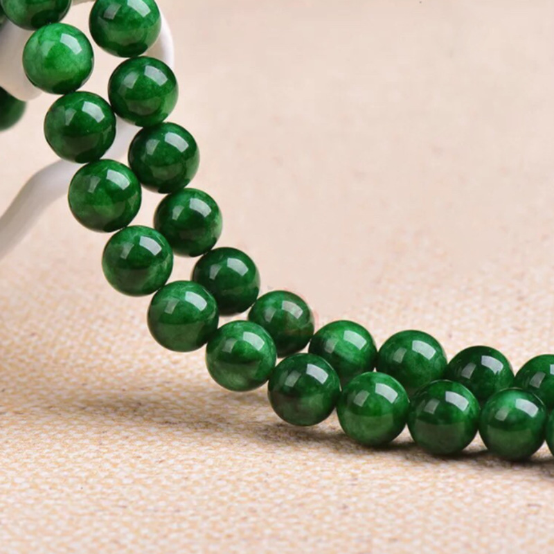 福贽干青玉髓散珠圆珠翡翠玉髓半成品玉髓首饰配件手串项链