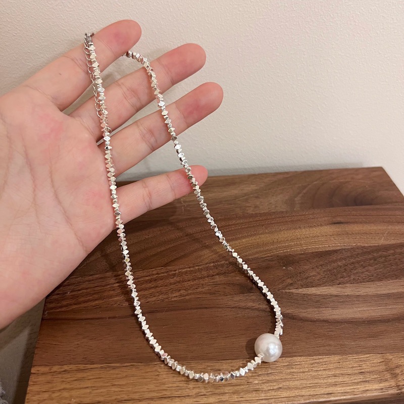 New Small Pieces of Silver Pearl Necklace Women's Japanese and Korean Simple and Light Luxury Niche Design Twin Choker Clavicle Chain Neck Chain