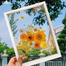 干花透明实木diy手工植物标本画框摆台创意双面压花立体玻璃相框