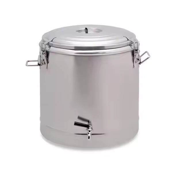 stainless steel insulated barrel large capacity double layer insulated rice bucket round porridge bucket food barrel extra thick soup bucket with faucet
