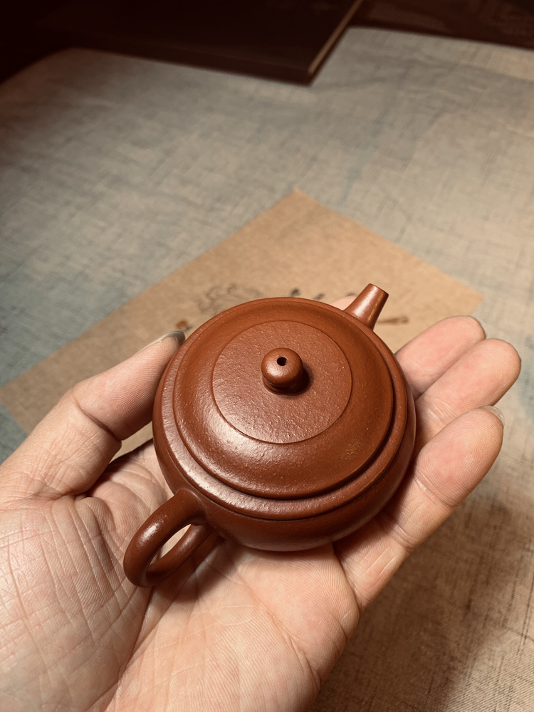 宜兴紫砂壶原矿老朱泥圆鼓100ml 自用大口盖泡茶小壶紫砂茶具批发