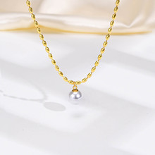 新款钛钢18K金小米粒珍珠锁骨 项链女轻奢小众高级设计感饰品批发