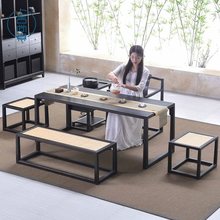 新中式茶桌椅组合禅意实木茶桌功夫茶台家用阳台茶几办公室泡茶桌