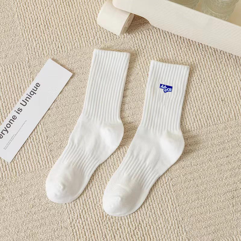 2024 Men's Socks Long Socks Men's Spring and Autumn Deodorant and Sweat-Absorbing Sports Boys White Summer Tube Socks Ins Fashion