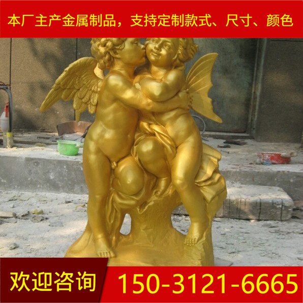欧式复古西方天使工艺品雕塑 天使之吻小男孩小女孩雕像摆件